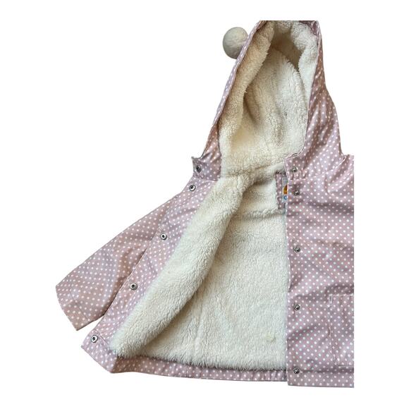 C&C California Plush Lined Rain Coat Jacket Pink White Polka Dot Girls 3T - Picture 3 of 5